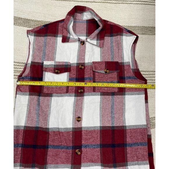 SHEIN Plaid Button Front Sleeveless Shirt Large - Picture 5 of 10